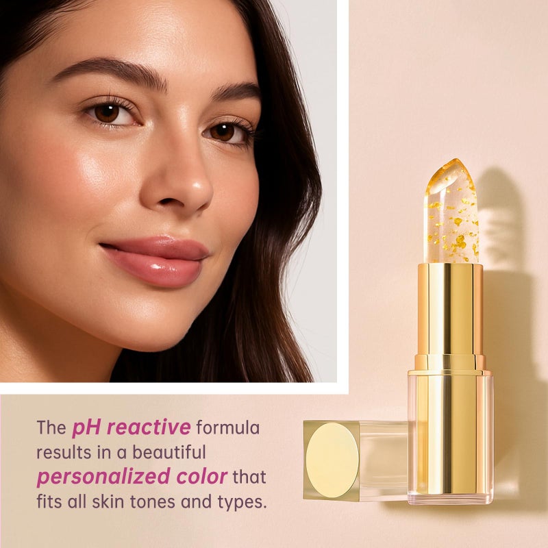 إيلهو أحمر شفاه إيلهو 2 قطعة متغير اللون، أحمر شفاه شفاف متغير اللون، مرطب شفاه مقاوم للانتقال مع رقائق ذهبية في الداخل، يدوم حتى 12 ساعة، مرطب وخفيف الوزن - Image 3